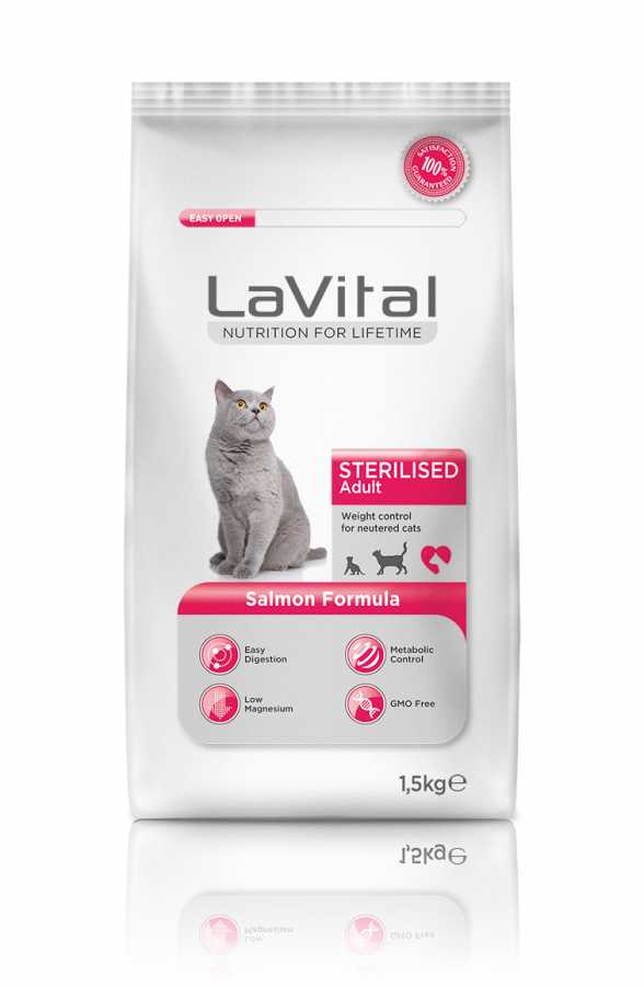 La Vital Somonlu Yetişkin Kısırlaştırılmış Kedi Maması 1,5 KG Kedi Kuru