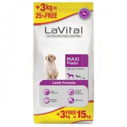 La Vital Büyük Irk Kuzu Etli Yavru Köpek Maması 12+3 Kg - La Vital