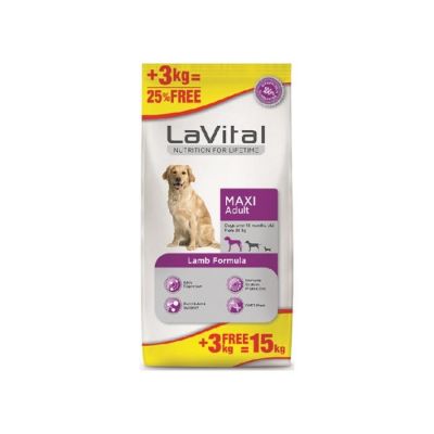 La Vital Büyük Irk Yetişkin Kuzulu Köpek Maması 12+3Kg - 1