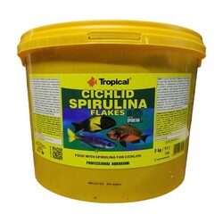 Tropical Cichlid Spirulina Flakes Pul Yem 11 Lt / 2000 Gram - Tropical